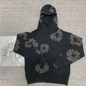 Black Floral Pattern Hoodie